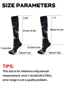 6 Pairs Cartoon Patterned Sports Socks For Work, Running & Active Lifestyles - Breathable Nylon, Polyester & Spandex Blend, Supportive Knit Fabric, All-Season Comfort – Ideal Gift For Her