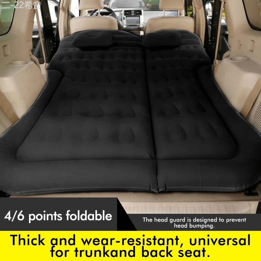 Local Delivery- Inflatable Car Mattress, Car Inflatable Bed, Spring Bed, SUV Inflatable Car Mattress Automobile Airbed Flocking Spring Bed For Camping Travel - Black - View 1