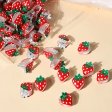 10/15 pièces Pince à cheveux de couleur bonbon douce, pince à frange simple et polyvalente, épingles à cheveux avec décoration de fleurs de fraise. Accessoires de cheveux élégants et pince à cheveux pour femmes