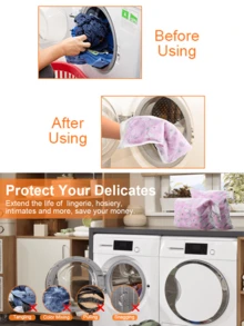 Túi giặt lưới mịn 3 kim 5 đường, nhiều kích cỡ, túi lưới giặt chuyên dụng cho máy giặt, túi lưới dày mịn chuyên dụng cho đồ lót, thân túi màu trắng với khóa kéo vàng, tinh tế, chuyên dùng để đựng áo mùa xuân/hè, túi giặt bảo vệ quần áo và đồ lót, túi giặt đơn giản màu trơn với lớp lót mềm mại ấm áp, vải lưới dày dặn giúp ngăn ngừa vết bẩn hiệu quả, tươi mới và đa năng, vật dụng thiết yếu trong gia đình, cũng có thể được sử dụng như túi đựng mỹ phẩm và túi giặt, vật dụng cần thiết cho du lịch, món quà lý tưởng cho các dịp lễ (sử dụng kép cho gia đình và du lịch). - Nhiều màu - Xem 11