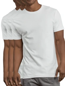 3 Pack Men's 100% Cotton Crew Neck T-Shirts Short Sleeve S-XL Daily Wear Classic Fit Tee Basic Layering Tops Workout Breathable Casual Tshirts Spring Summer Fall Outdoor Sports Athletic Activewear - trắng - Xem 1
