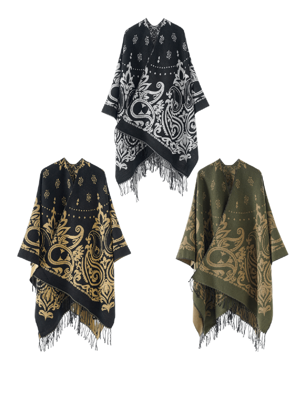 1 pezzo Sciarpa da uomo retrò a stile mantello con stampa, sciarpa larga e spessa, accessorio decorativo caldo e alla moda per l'autunno/inverno
