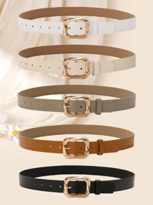 5件套复古方形扣皮带，多功能腰带，可搭配连衣裙、T恤、休闲裤，时尚优雅，适合女性夏季、秋季、万圣节等场合。