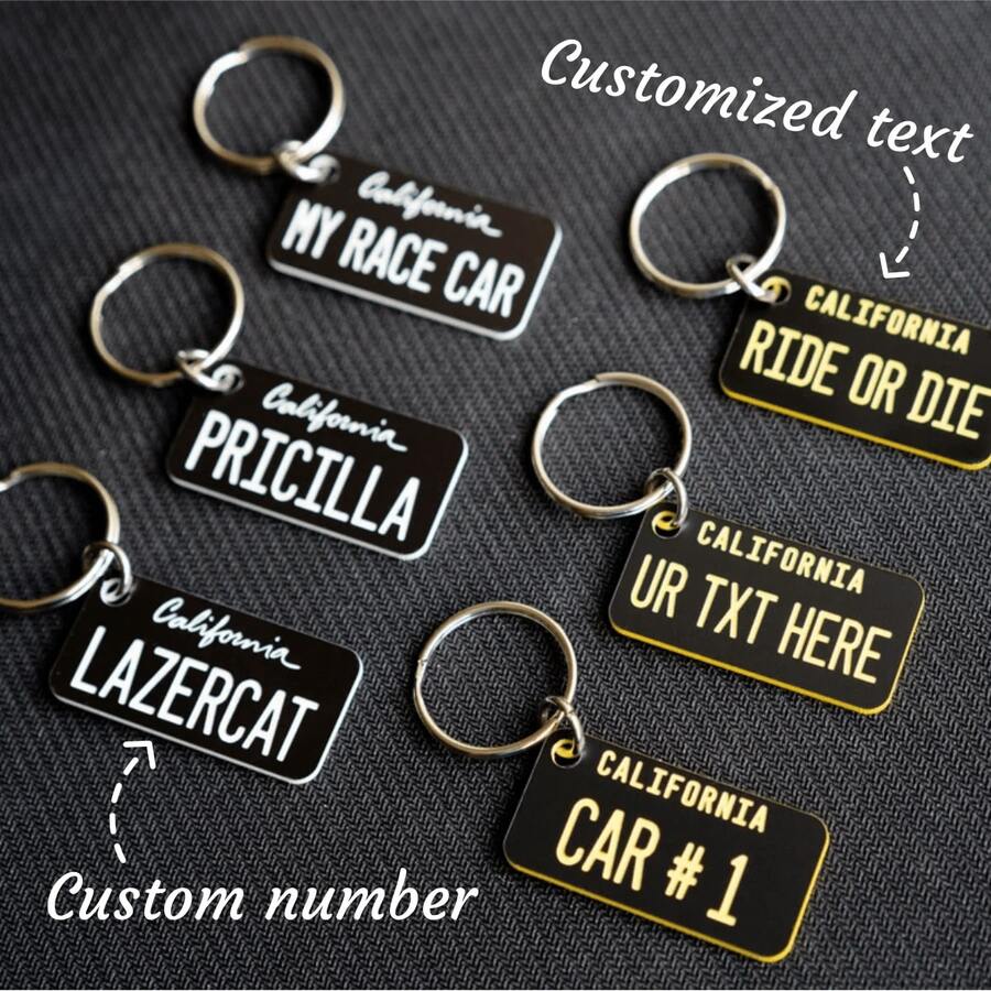 1个定制亚克力钥匙扣，可印制车牌号码、文字、名字，复古时尚车牌，创意父亲节母亲节礼物，送给男友女友，个性化车牌钥匙扣，服饰配饰，时尚秋季款，送给男友、女友、家人、朋友