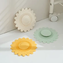4 pezzi di filtro a spinta per il lavandino a forma di fiore, 1 pezzo di filtro a spinta per il lavandino a forma di fiore, copertura dello scarico del lavandino a forma di fiore, filtro per capelli e tappo dello scarico, tappo dello scarico deodorante, scarico a forma di girasole con funzione deodorante, adatto per vasca da bagno, lavandino, cucina, accessori per il bagno