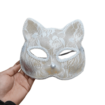 Half Face Cat Mask For Women, Transparent Lace Mysterious Sexy Party Masquerade Mask