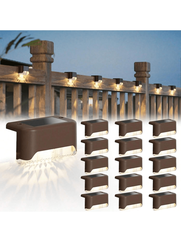 Set da 4 pezzi, luci a gradino solari, design geometrico classico, luci solari da giardino per scale, decorazioni autunnali per la casa, decorazioni per esterni, illuminazione da giardino per viali, cortili, patio