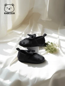 Giày tập đi thêu hình trái tim cho trẻ sơ sinh, nơ thời trang phong cách công chúa cho những bước đi đầu tiên của trẻ sơ sinh - màu đen - Xem 7