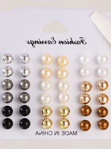 Set de 36 piezas pendientes de perlas falsas coloridas y versátiles, aptos para uso diario y regalos festivos para mujeres