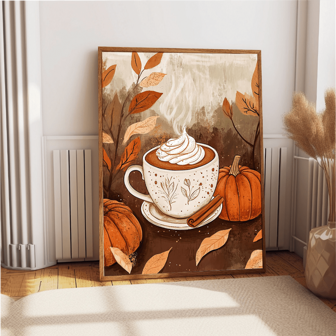 1pc,Bohemian Wall Art , Autumn Home Decor, Gallery Wall Prints, Pumpkin Spice Art, Halloween Vintage Wall Arts, Posters, Suitable For Bedroom, Living Room, Kitchen, Hallway Wall Decor, Bedroom Decor, Home Decor - Canvas Material (Optional Frame) Halloween Decor