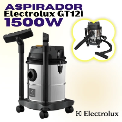 Aspirador de Pó e Água Electrolux 1500W 12L com ThermoControl e Função Sopro Inox (GT12l)