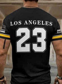 2pcs/Set Men's Number 23 Print Short Sleeve T-Shirt And Shorts Set, Fashionable For Summer