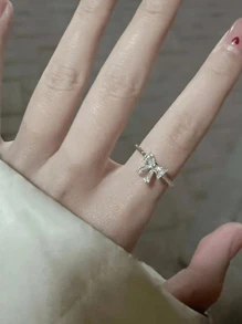 1 pieza Anillo ajustable con lazo lindo, anillo vegano liso minimalista, anillo de moda, anillo personalizado con estrella de mar bohemio