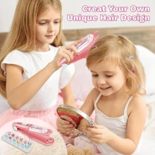 Girls' Sparkling Gem Hair Stamper Kit – Reusable Diamond-Like Embellishments, Vibrant Pink Plastic Hair Styling Tools With Stars, Hearts, And Circles For Creative Hairstyles