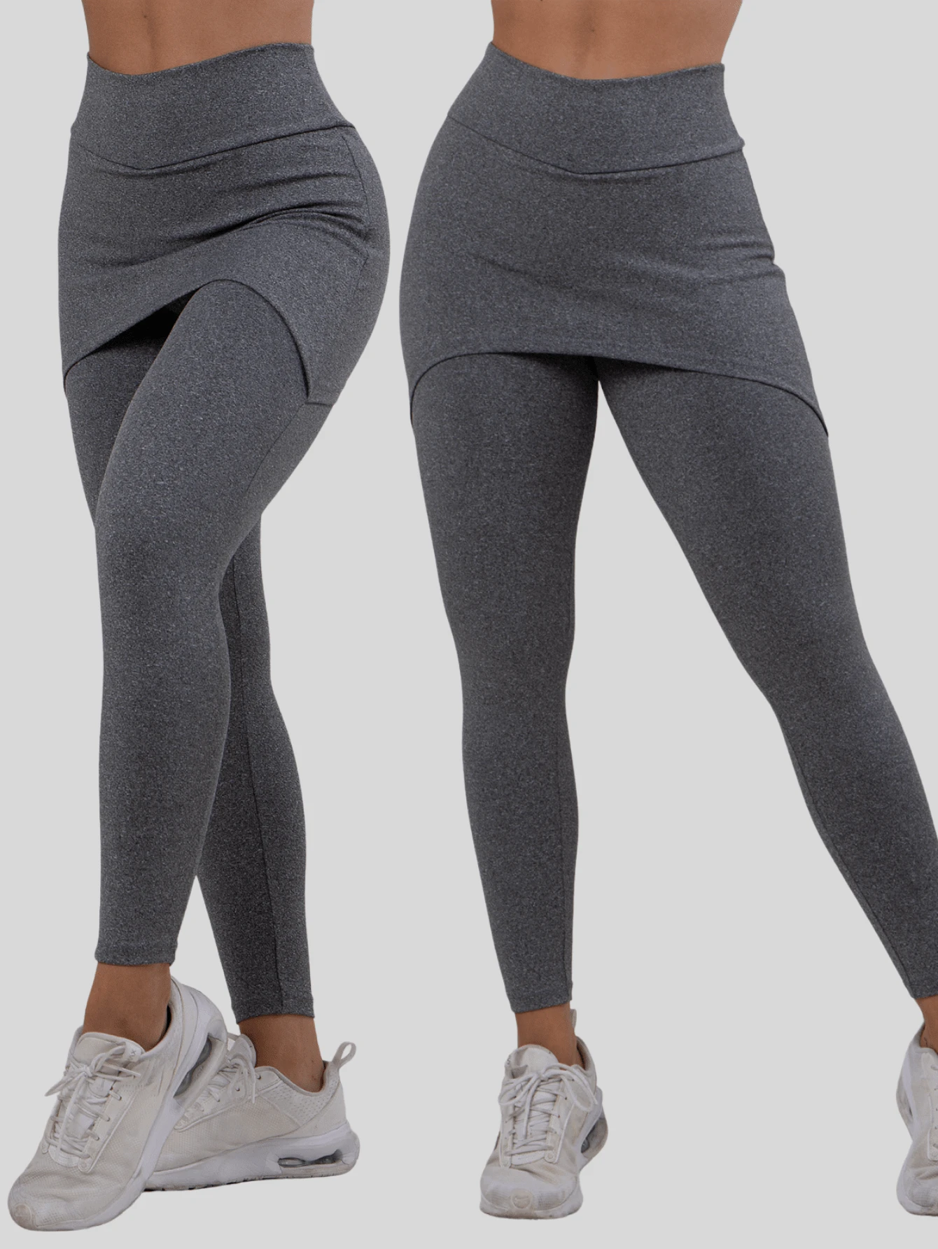 Kit 2 Women's Leggings With Fitness Butt Cover - 灰色 - 查看 1