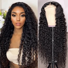 Easter Gifts Mother's Day Gifts Deep Wave Lace Front Wig 4x4 HD Lace Close Wig For  With A Hair Density Of 150%, Loose Fluffy 24in Glue-Free Deep Roll Wet And Wavy Wig Pre-Drawn Bleached Black