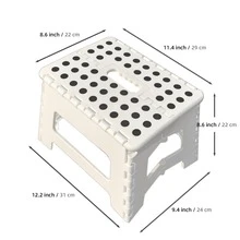1 PCS Collapsible Stepping Stool With Handle, Folding Step Stool Heavy Duty Step Stool Foldable For Adults And Kids, Non-Slip Folding Stools For Kitchen Hold Up To 280lbs - 白色 - 查看 2