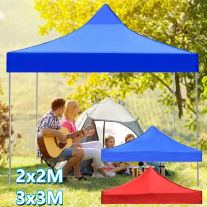Tapsin 2x2m 3x3m RED BLUE Garden BBQ Gazebo Top Cover Roof Replacement Pergolas Tent Premium Pop-Up Canopy Shade Waterproof UV Protection - Heavy-Duty Square PU-Coated 420D Oxford Fabric Replacement Top For Canopy With Self-Adhesive Straps