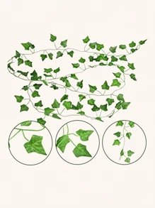1/5pcs 90 Pieces Artificial Ivy Leaves Vines, Detachable Leaves, UV-Resistant Plastic Plants For Decoration In Living Room, Kitchen, Balcony, Garden, Bedroom, Farmhouse (Note - If You Smell A Plastic Odor After Unpacking, Please Let It Air Out For A While, It Won't Affect The Use)