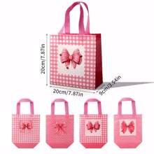 24/12 Stücke Set rosa Schleifen Tragetaschen - wiederverwendbare Vliesstoff Geschenktüten für Partys, geeignet für Geburtstag, Hochzeit, Jahrestag - hergestellt aus Polyester und PP, perfekt als Weihnachts-, Thanksgiving-, Valentinstags- oder Muttertagsgeschenk