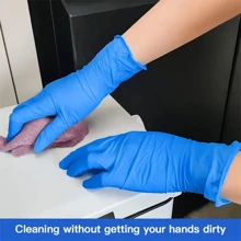 1 Box Disposable Nitrile Gloves, Blue Color, Durable Household Cleaning Gloves For Kitchen, Bathroom, Cleaning, Food Handling, Tattoo, Beauty, Hair Dye, Pets, Salon, Cleaning Supplies, Home Tools