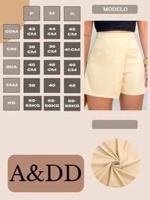 Women's Versatile Casual Asymmetrical Shorts With Fake Pockets - Beige - View 6