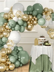 123 Stücke salbeigrüne, goldene und elfenbeinfarben Latex Luftballons, perfekt für Geburtstags-, Hochzeits-, Baby-Dusch- und Feierdekoration, Fotohintergrund-Wanddekoration, dekorativer Ballonbogen-Bausatz