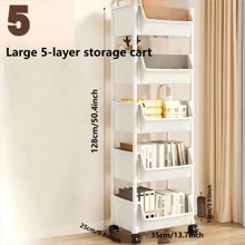 3/4/ 5-Tier Rolling Utility Cart With Wheels,Compact And Practical Space Saving 5-Tier Organizer,Combination Removable Storage Rack,Rolling Plastic Storage Cart With Wheels,Multifunctional Kitchen And Office Use,Floor Stand With Wheels, Easy To Move Kitchen,Garage Or Studio Organization,Rolling Storage Cart