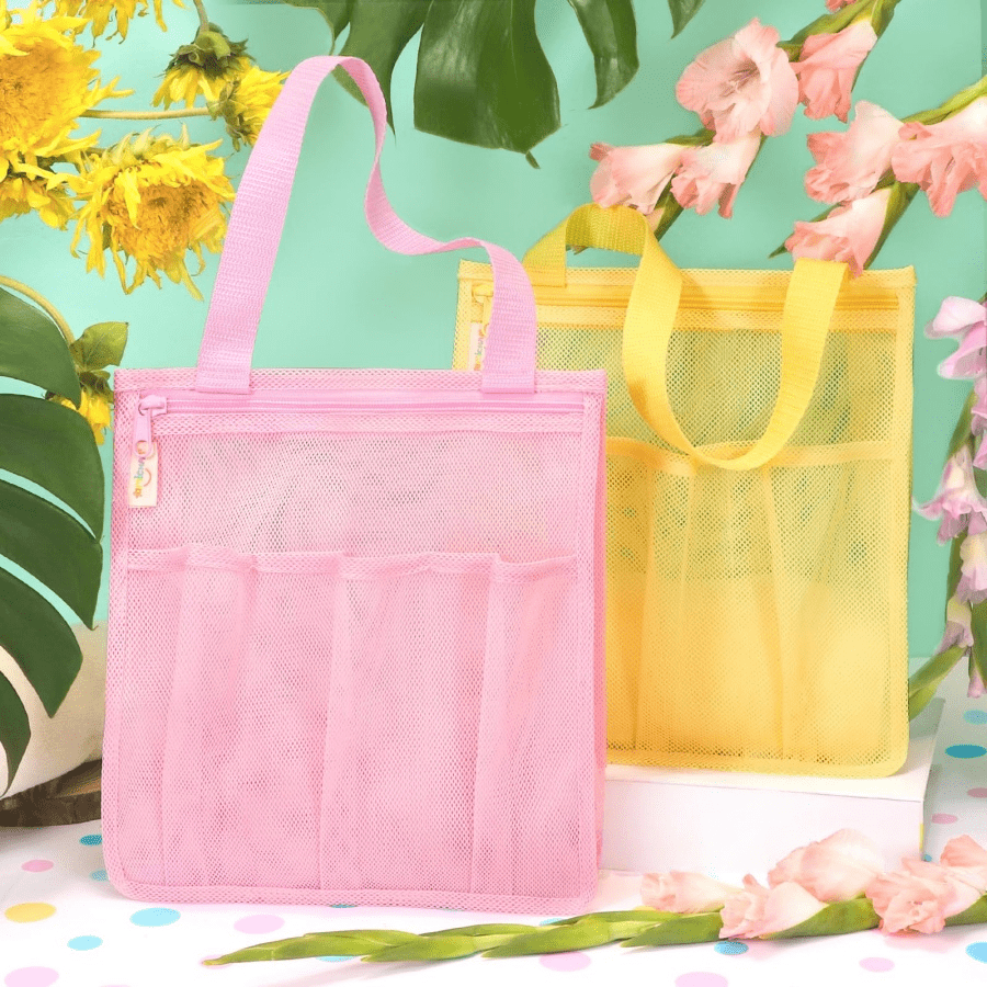 Mesh Shower Caddy Portable, Gym Travel Camp Dorm Room Essentials For Women And College Girl, Pink Bathroom Shower Bag