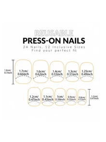 24PCS Glitter French Tip Press On Nails - Gold & Brown Acrylic Fake Nails With Rhinestones, Elegant Glamorous Nails For Women, Party & Special Occasion False Nails, Easy To Apply & Long Lasting - màu đen - Xem 5