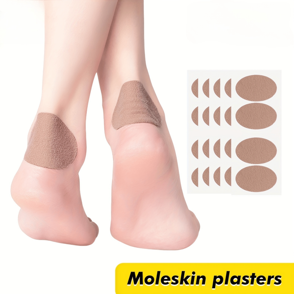 Soft Flannel Moleskin Pads For Feet - Adhesive Blister Tape, Thick Comfort Patches In Various Shapes For Heel And Foot Relief, Hand Washable, Foot Care