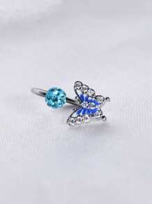 1pc Butterfly Shaped, Bat Lips Ring, Sparkling Harajuku Lip Ring, Cartilage Hoop, C-Shape, Pink & White, New Lip Piercing Jewelry, Suitable For Women's Daily Wear And Gift