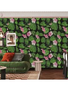 1 Roll Of Tropical Jungle Palm Leaf Floral Wallpaper, Peel And Stick Contact Paper, Jungle Plant Wallpaper, Detachable Wallpaper Suitable For Bathroom, Bedroom, Living Room, Cabinet, Furniture Renovation