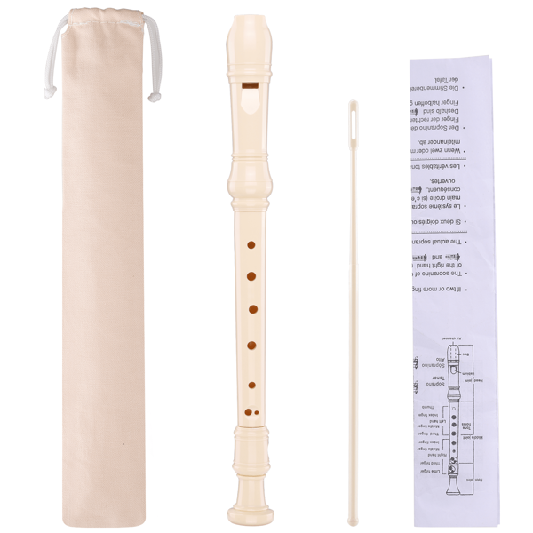 8-Hole White Flute for Youngsters Customizable Design for Students, Ideal for Music Recorders and Beginner Students, Beginner Flute Kit|Sophisticated Flute Design