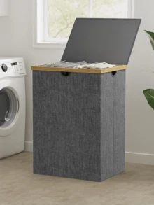 165L Dual Compartment Laundry Basket With Lid, Large Dirty Clothes Hamper With 2 Removable Inner Liner Bags, Suitable For Dorm, Bedroom, Bathroom - Multicolor - View 1