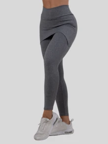 Kit 2 Women's Leggings With Fitness Butt Cover - 灰色 - 查看 3