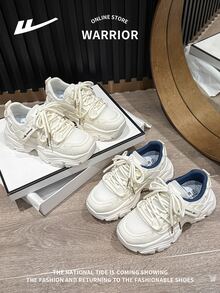 WARRIOR Tenis casuales con plataforma deportiva, cordones y suela gruesa para mujer, calzado cómodo y antideslizante para correr al aire libre, nuevos y versátiles para 2025 - Beige (malla transpirable) - Ver 8