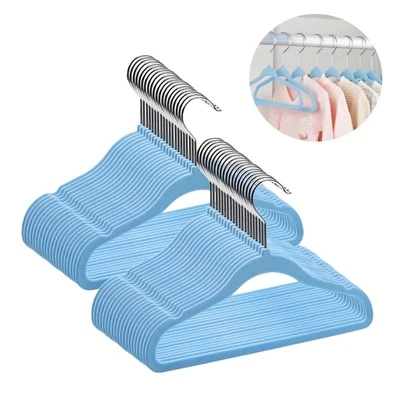 Kit 10 Cabides de Veludo Infantil Azul Bebê MELHOR QUALIDADE!