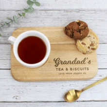 Personalised Grandad's Coffee & Biscuits Board With Coffee Mug Option, Grandad Father's Day Gift, Engraved Wooden Treat Tray, Birthday Gift - Wood Color - View 4
