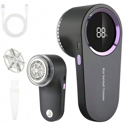 Electric Fabric Shaver, USB Rechargeable Lint Remover, Electric Pill/Fuzz Remover With LED Display, Lint Brush, Bobble Remover, Portable Sweater Defuzzer, Suitable For Clothes, Bedding, Furniture, Carpets, Sofas, Cleaning Supplies, Cleaning Tools