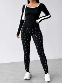 Set De 2 Leggings Unitalla Casual o Deportivos De Cintura Alta De Mujer En Color Sólido - Azul lavado oscuro - Ver 5
