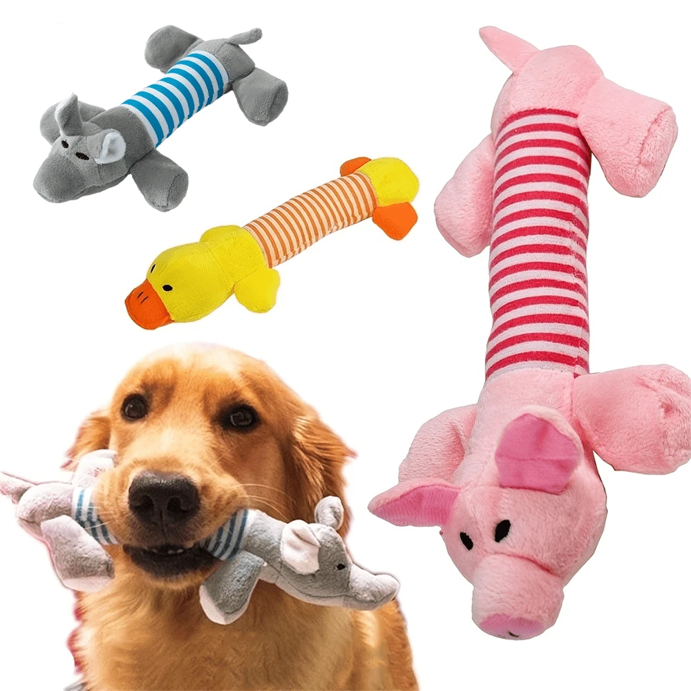 [Apto para perros pequeños/medianos] Juguete masticable para perro con diseño de cerdo y elefante, resistente y con chirrido, suministros interactivos para mascotas, ideal para masticadores agresivos