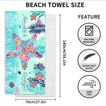 Large Floral Surf Bath Towel – Soft Absorbent Towel For Beach, Shower & Spa Use - Multicolor - View 2