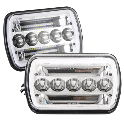 Faros delanteros LED rectangulares H6054 de 7 x 6 pulgadas, haz alto/bajo sellado, conector H4 9003, 6054 H5054, compatibles con camionetas S10, Blazer Express, Wran gler, YJ, XJ, Cherokee y camioneta.