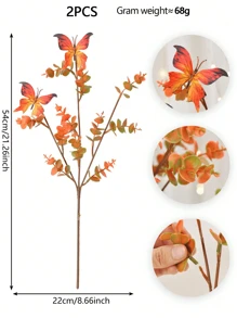 2PCS/4PCS/6PCS Bundle Artificial Autumn Flowers Fake Plastic Plants Indoor And Outdoor Hanging Flower Pots Non Fading Artificial Autumn Plants Thanksgiving Christmas Wedding Party Home Garden Fireplace Decoration