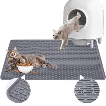 Large Cat Litter Mat - Rubber Floor Mat For Litter Box | Super Soft, Washable & Non-Slip | Traps Scattered Litter For Easy Cleanup - Indoor Kitty Litter Tray Mat