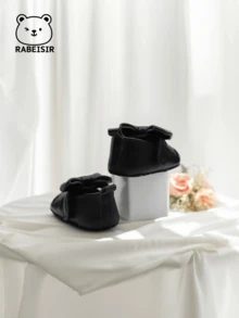 Giày tập đi thêu hình trái tim cho trẻ sơ sinh, nơ thời trang phong cách công chúa cho những bước đi đầu tiên của trẻ sơ sinh - màu đen - Xem 11