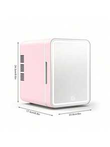 SOKANY Mini frigo da toilette 4L con luce LED dimmerabile, specchio, funzione di raffreddamento e riscaldamento per trucchi e alimenti, mini frigo portatile per camera da letto, ufficio e auto