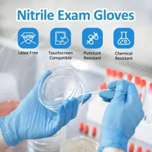 1 Box Disposable Nitrile Gloves, Blue Color, Durable Household Cleaning Gloves For Kitchen, Bathroom, Cleaning, Food Handling, Tattoo, Beauty, Hair Dye, Pets, Salon, Cleaning Supplies, Home Tools