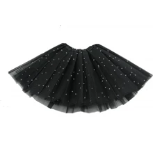 1pc Glittering Solid 3-8 Years Old Girls Princess Puff Skirt, 3-Layer Tulle Short Performance Dance Dress
